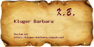 Kluger Barbara névjegykártya